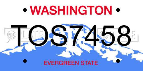 TOS7458 Washington License Plate
