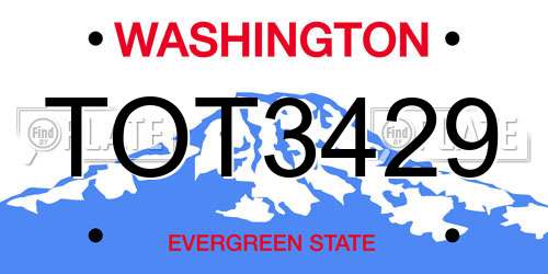 TOT3429 Washington License Plate