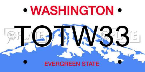 TOTW33 Washington License Plate