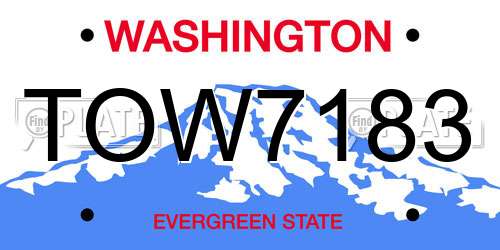 TOW7183 Washington License Plate