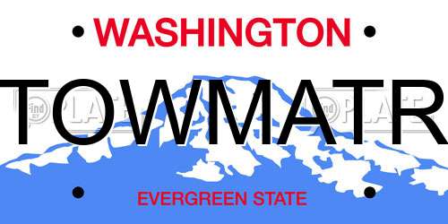 TOWMATR Washington License Plate
