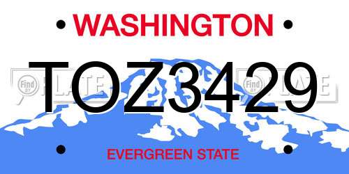 TOZ3429 Washington License Plate