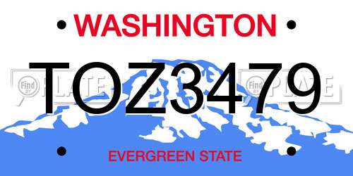 TOZ3479 Washington License Plate
