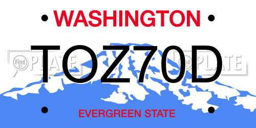 TOZ70D Washington License Plate