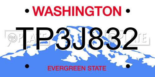 TP3J832 Washington License Plate