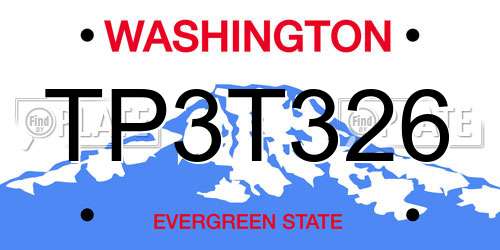 TP3T326 Washington License Plate