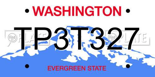 TP3T327 Washington License Plate