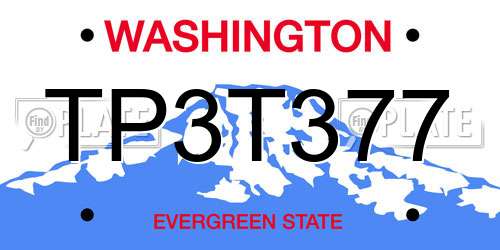 TP3T377 Washington License Plate