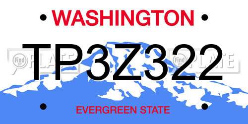TP3Z322 Washington License Plate