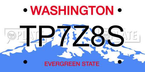 TP7Z8S Washington License Plate
