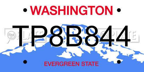 TP8B844 Washington License Plate