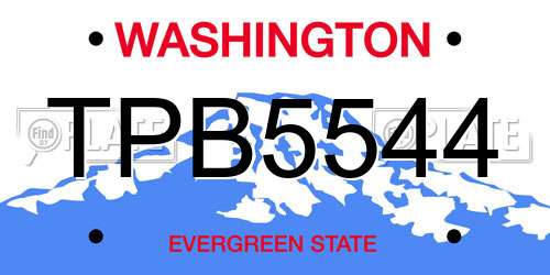TPB5544 Washington License Plate
