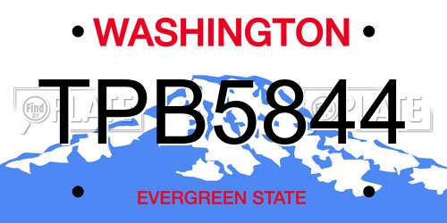 TPB5844 Washington License Plate