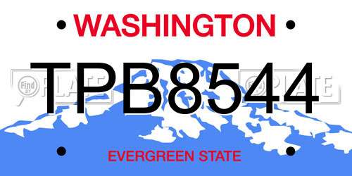 TPB8544 Washington License Plate