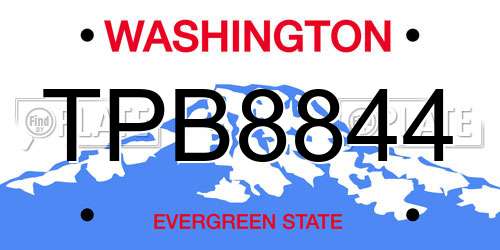 TPB8844 Washington License Plate