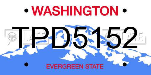 TPD5152 Washington License Plate