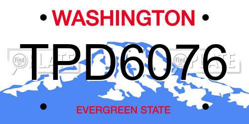 TPD6076 Washington License Plate