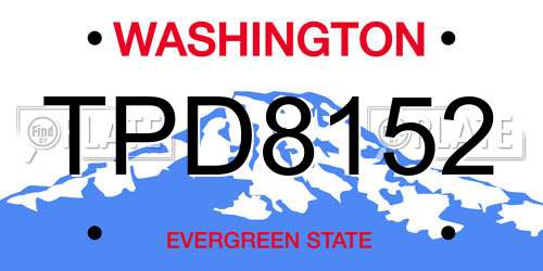 TPD8152 Washington License Plate