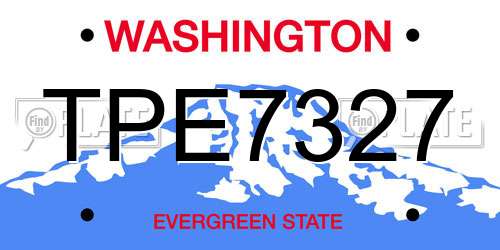 TPE7327 Washington License Plate