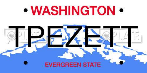 TPEZETT Washington License Plate