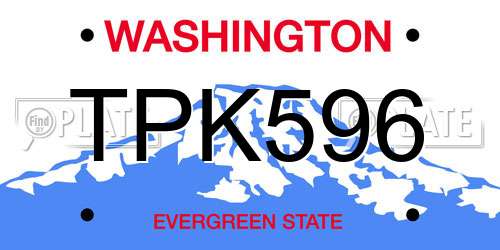 TPK596 Washington License Plate