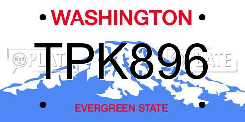 TPK896 Washington License Plate