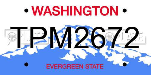 TPM2672 Washington License Plate
