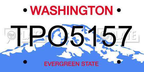 TPO5157 Washington License Plate