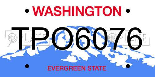 TPO6076 Washington License Plate