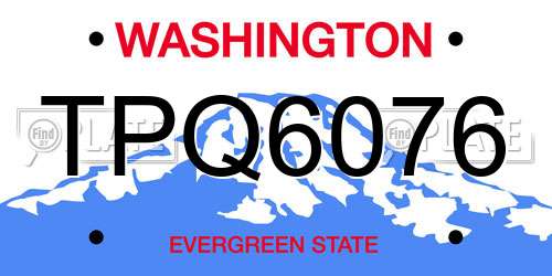 TPQ6076 Washington License Plate