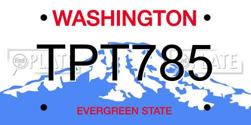 TPT785 Washington License Plate