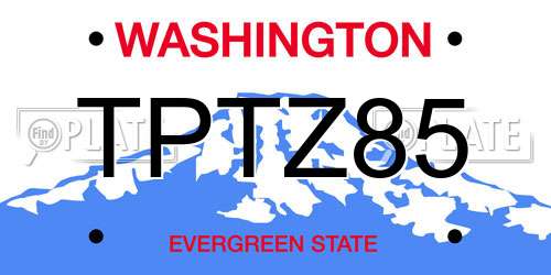TPTZ85 Washington License Plate