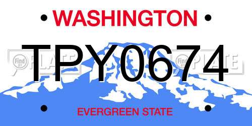 TPY0674 Washington License Plate