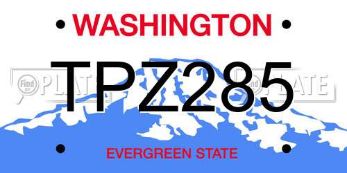 TPZ285 Washington License Plate