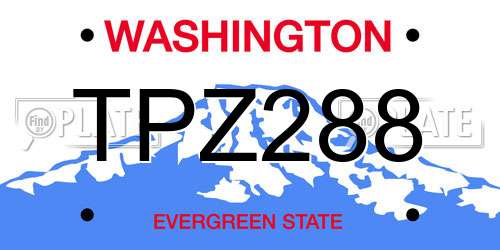 TPZ288 Washington License Plate