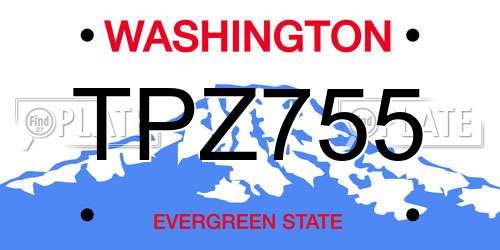 TPZ755 Washington License Plate