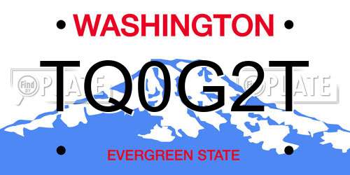 TQ0G2T Washington License Plate