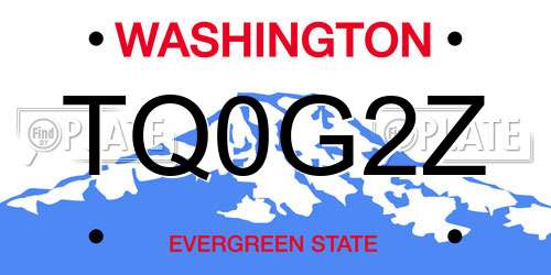 TQ0G2Z Washington License Plate