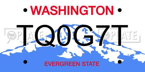 TQ0G7T Washington License Plate