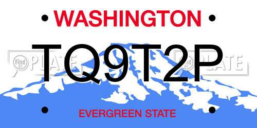 TQ9T2P Washington License Plate