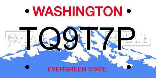TQ9T7P Washington License Plate