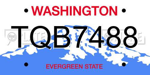 TQB7488 Washington License Plate