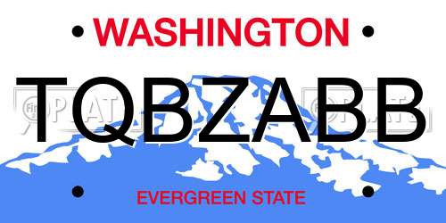 TQBZABB Washington License Plate
