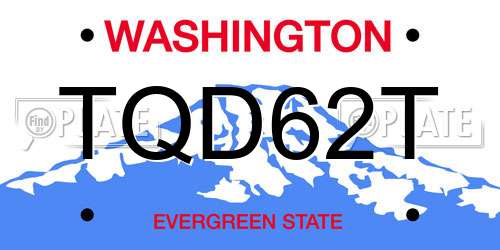 TQD62T Washington License Plate