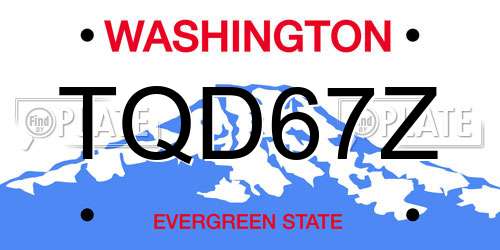 TQD67Z Washington License Plate