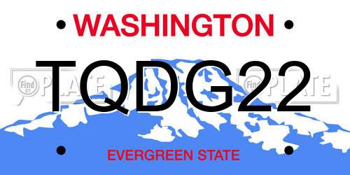 TQDG22 Washington License Plate