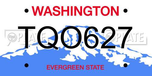 TQO627 Washington License Plate