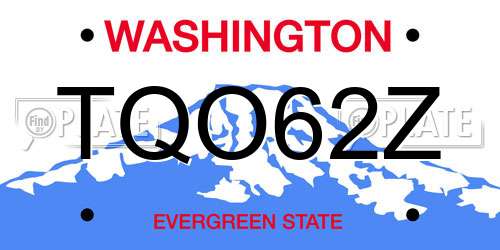 TQO62Z Washington License Plate