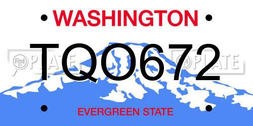 TQO672 Washington License Plate