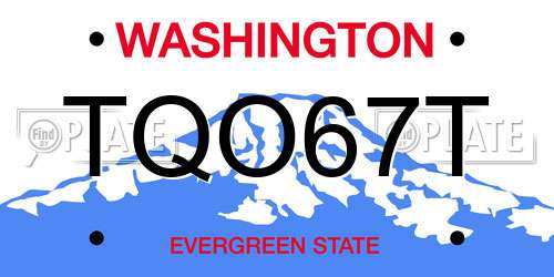 TQO67T Washington License Plate